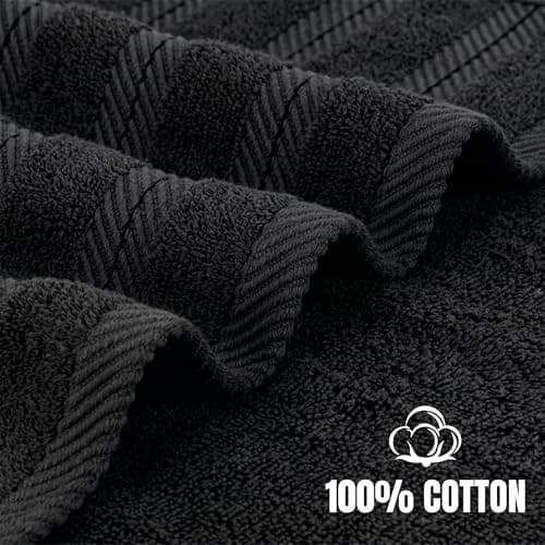 Utopia Towels 8 Piece Towel Set – Super Absorbent & Quicker-to-Dry, Thick 100% Ring Spun Cotton Towels for Bathroom, Spa & Hotel – 2 Bath, 2 Hand, 4 Washcloths, Black — view 2