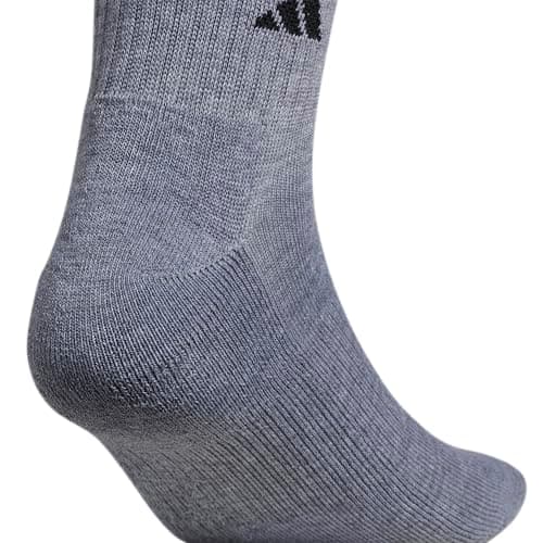 adidas Men's Athletic Cushioned Quarter Ankle Socks (6 Pairs) Durable & Comfortable, Heather Grey/Black, L — view 5