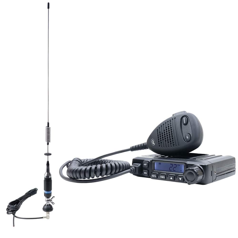 Pack Estación Radio CB PNI Escort HP 6500 ASQ, Ganancia RF, 4W, 12V + Antena CB PNI S75 con Cable 7-9KM y Soporte Fijo