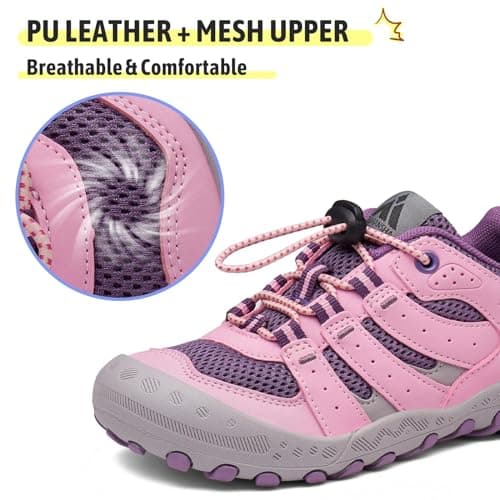 Mishansha Girl's Hiking Shoes Kids Boys Lightweight Non-Slip Trekking Sneakers Toddler Children Anti-Collision Trail Running Walking Hike Shoes Size 9.5 Pink