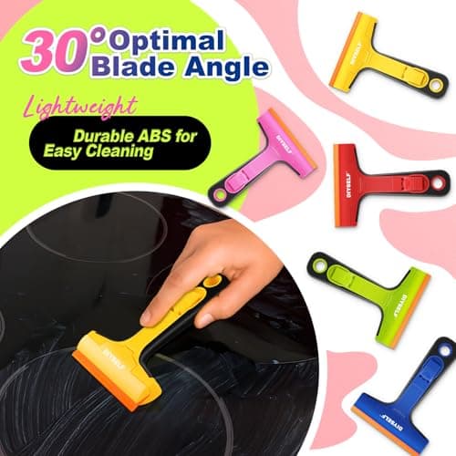 DIYSELF 1 Pack Plastic Razor Blade Scraper with 5 Pcs 4-Inch Plastic Razor Blades, Plastic Scraper Tool for Cleaning, Gasket and Decal Remover for Glass, Stovetop, Labels, Stickers & Paint Removal — view 3
