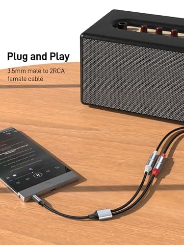 KAYQINHO 3.5mm to RCA Cable, 10 inch 3.5mm Auxiliary Male to 2RCA Female Stereo Audio Cord Connector for Smartphones, MP3, Tablets, Speakers, Home Theater, HDTV and More