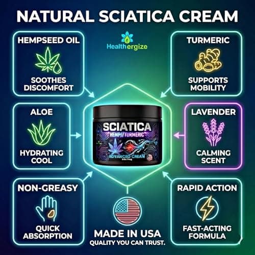 Sciatica Nerve Cream Infused with Soothing Hemp Oil, Turmeric & Lavender-Sciatic Nerve Comfort for Lower Back & Legs-Fast Absorbing Hydration, Extra Strength Non-Greasy Formula - Made in USA 5Oz. — view 4