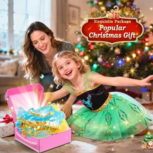 Jeowoqao Princess Costumes for Girls, Princess Dress up Clothes for Girl 4-6 Princess Dresses,Little Girl Dress up Pretend Role Play, Christmas Birthday Gifts for Toddler Girl Aged 3-6 — view 4