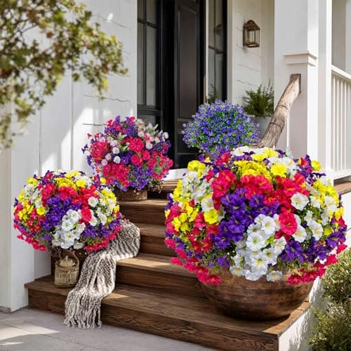 AXYLEX Artificial Morning Glory Outdoor, 16 Bundles Fake Flowers