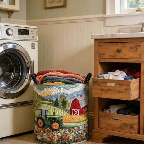 Quilted Laundry Hamper Foldable Storage Basket with Soft Padding and Floral Detail for Bedroom Bathroom Storage Collapsing Laundry Bag