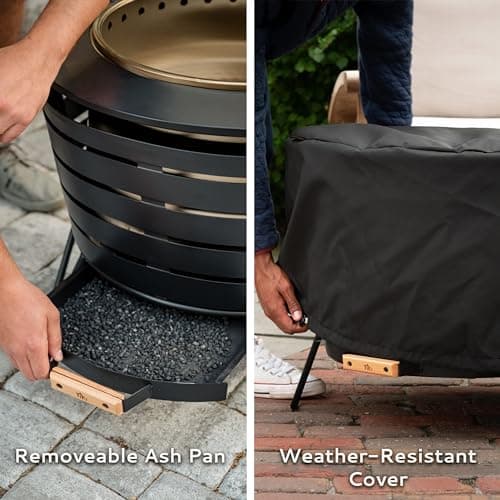 TIKI Patio Smokeless Outdoor Fire Pit, 25-Inch Wood-Burning Bonfire with Removable Ash Pan, Stand, and Weather-Resistant Cover — view 2