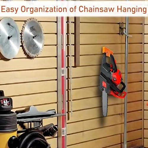 JAWULIJIA Chainsaw Hanger Heavy Duty Chainsaw Holders Organizer Mounted Chainsaw Rack for Garden Garage Chainsaw Wall Mount with Anchors and Screws Kit(1 Pack) — view 5