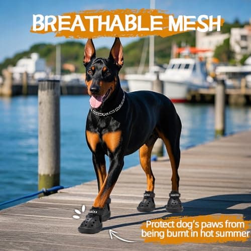 JZXOIVA Dog Shoes for Hot Pavement, Dog Booties for Small Dogs, Breathable Dog Boots & Paw Protectors, Adjustable Non-Slip Rain Booties, Waterproof Pets Sandals for Beach Black Size 3 — view 3
