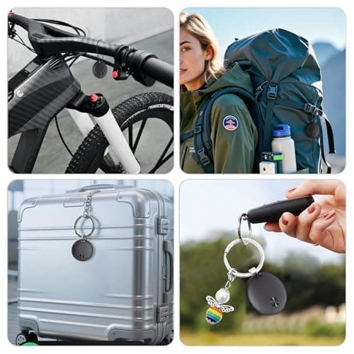 Tracker Tags- 4 Pack, Bluetooth Trackers Works with Apple Find My APP (iOS Only), 92 dB Sound, Replaceable Battery, Smart Tracking Tag Keys Finder and Item Locator for Keys, Bags, Luggage, Wallet, etc — view 5