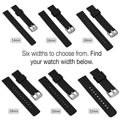 GadgetWraps 16mm Silicone Watch Band Strap with Quick Release Pins – Compatible with Fossil, Skagen, Misfit - 16mm Quick Release Watch Band (Black, 16mm)