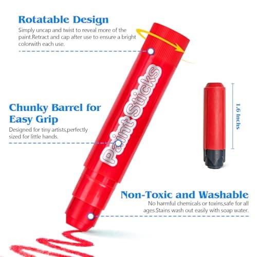 Tempera Paint Sticks,24 Colors Washable Paint for Kids,Painting Supplies For Classroom School Students,No Mess,Quick Drying,No-Toxic,Works Great on Paper,Wood,Glass,Ceramic,Canvas — view 4