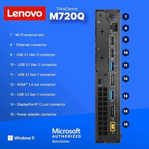 Lenovo M720Q ThinkCentre Mini PC | Windows 11 Pro | Intel i5-8400T | 16GB RAM + 500GB NVME | 5G WiFi + BT | Home or Office Micro Desktop Computer (Renewed) — view 2