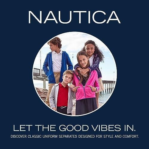Nautica girls School Uniform Short Sleeve Performance Polo Shirt, Forest Green, 8 10 US — view 2
