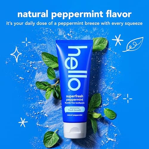 Hello Superfresh Natural Peppermint Fluoride Free Toothpaste for Bad Breath, 5 Oz, Minty Bad Breath Toothpaste, SLS Free, Vegan, Helps Whiten Teeth by Removing Surface Stains (Pack of 3) — view 4