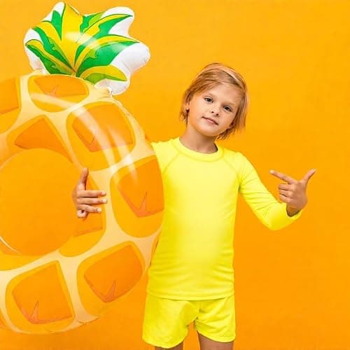 Winzik Boys Rash Guard Long Sleeve Swim Shirt Kids Boys’ Girls’ UPF 50+ Sun Protection Quick Drying Yellow Shirts 3-14Y(3-4T, Long Sleeve Yellow)