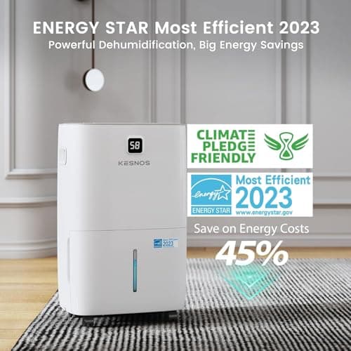 Kesnos 80 Pints Energy Star Dehumidifier for Home, Basement with Drain Hose, Front LED Display and 1.06 Gal Water Tank, Ideal for Large Room up to 5,500 Sq. Ft., Featuring Auto Defrost, Timer Function — view 2