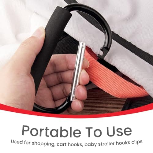 Stroller Hooks for Hanging Diaper Bags - Mommy Stroller Clip and Stroller Accessories Organizer Hook - 2 Pcs Large Carabiner Clips for Mom Purse Shopping Grocery Bag and Accessory — view 4