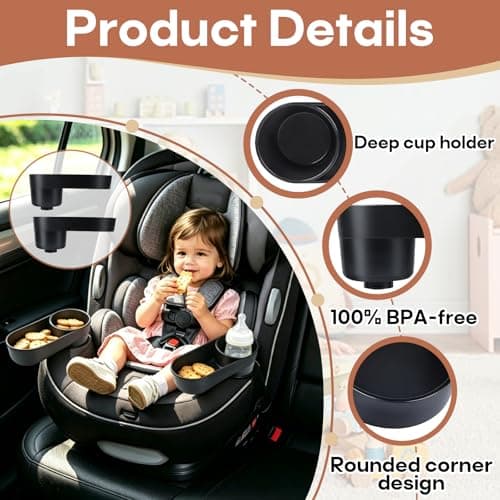 2-Pack #C6577 Child Car Seat Snack Tray with Cup Holder, Compatible with Safety 1st EverFit & Grow and Go, Cosco All-in-One, Maxi-Cosi Pria Car Seat, Dishwasher Safe, BPA-Free — view 2