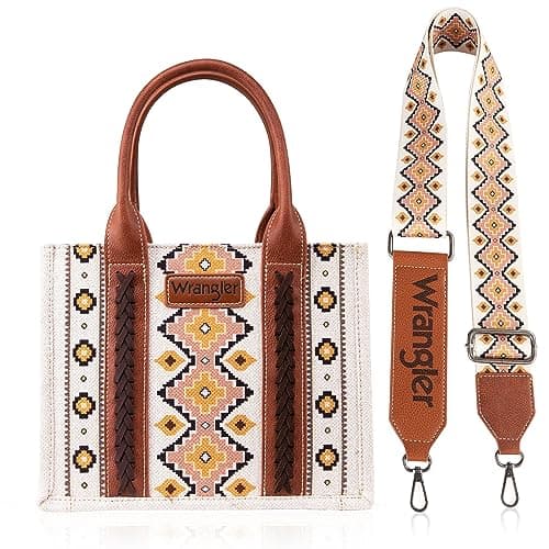 Wrangler Purse for Women Boho Aztec Tote Bag Hobo Shoulder Top Handle Handbags with Wide Guitar Strap Fall Collection Gift XY6 WG2202-8120SCF — view 4