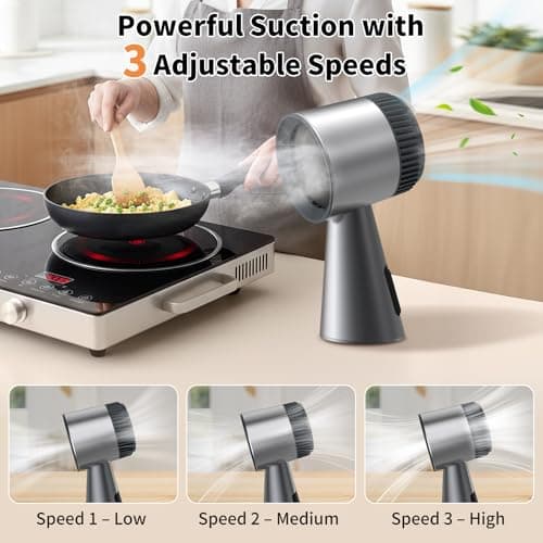 SHRINLUCK Portable Range Hood with Touch Control, Free 20xOil&Carbon Filters, 6-Layer Filter & 3 Speeds Kitchen Exhaust Fan, Low Noise, Oil Cup, Powerful Smoke Removal for Apts, Dorms, RV, Indoor BBQ — view 2