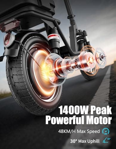 Electric Scooter for Adults with Seat, 1500W Peak Motor, 72 km Range, 40 km/h Top Speed, 48V 13Ah Battery, 136 kg Load Capacity, Dual Disc Brake, 10" Off-Road Foldable E-Scooter for Teens & Adults