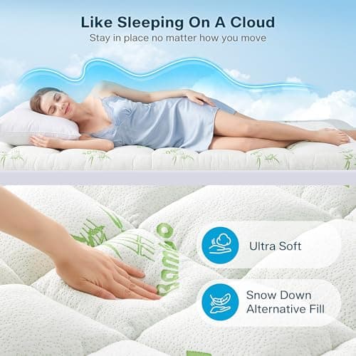 Waterproof Twin Size Mattress Topper Viscose Derived from Bamboo, Extra Thick Mattress Pad for Back Pain, Cooling Mattress Topper with Deep Pocket 8"-21",Green,Twin — view 4