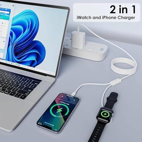 2 in 1 USB C Apple Watch Charger Cable,[MFi Certified] iPhone Fast Magnetic iWatch 6ft Type C Charging Cord for i Watch Series 11/10/Ultra/9/8/7/SE/6/5/4/3/2/1,iPhone 17 Pro/17 Air/16 Pro Max/15 Plus — view 4