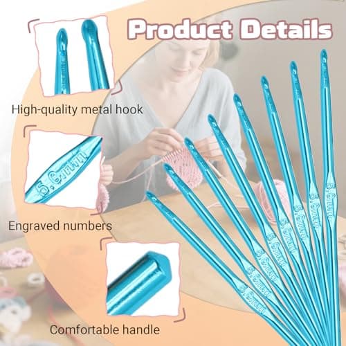 BokWin 12 Pack 5.0mm Aluminum Crochet Hook, Blue — view 2