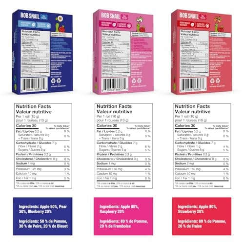 Bob Snail Fruit Roll Ups – Healthy Sweets Snacks, Real Dried Fruits, No Added Sugar, Vegan, Nut Free, Candy for Adults, Kids, with Blueberry, Raspberry, Strawberry – Bulk gift Box 80 pcs Rolls, 800g