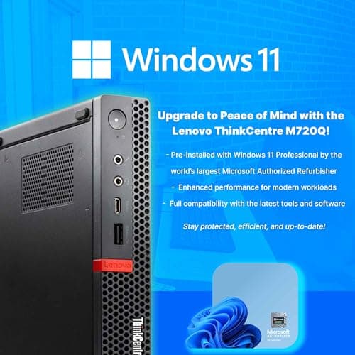 Lenovo M720Q ThinkCentre Mini PC | Windows 11 Pro | Intel i5-8400T | 16GB RAM + 500GB NVME | 5G WiFi + BT | Home or Office Micro Desktop Computer (Renewed) — view 5