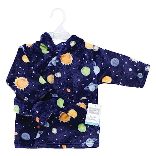 Hudson Baby Unisex Baby Plush Animal Face Bathrobe, Solar System, 0-9 Months