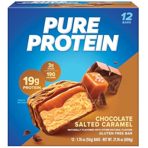Pure Protein Chocolate Salted Caramel Protein Bars – 20g Protein, 3g Sugar, 190 Calories (12 count) Low Sugar* High Protein Snack - Gluten Free - Perfect for a Healthy Snack — view 2