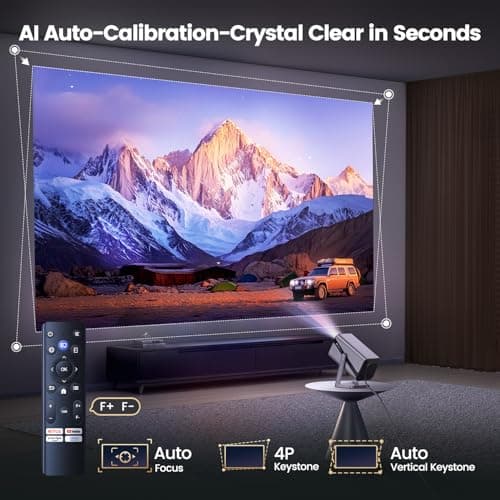 [Built-in Apps & 4K Support & Auto Focus]- Smart Projector with WiFi 6 and 2-Way Bluetooth, Dolby Audio/ Auto Keystone/Zoom,360°Adjustable Stand, iWIMIUS Mini Portable Outdoor Proyector w/ HDMI ARC — view 4