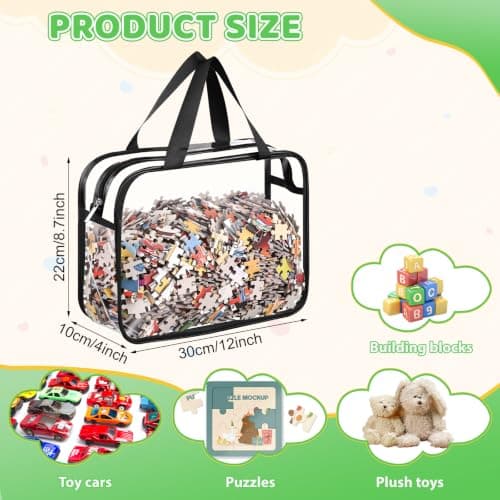 Dntorx Toy Storage Bags, Organization and Storage, 6 Pack Clear PVC Storage Organizers - Large Waterproof Zipper Bags with Handles for Kids Books, Puzzles, Blocks, Travel and Classroom — view 5