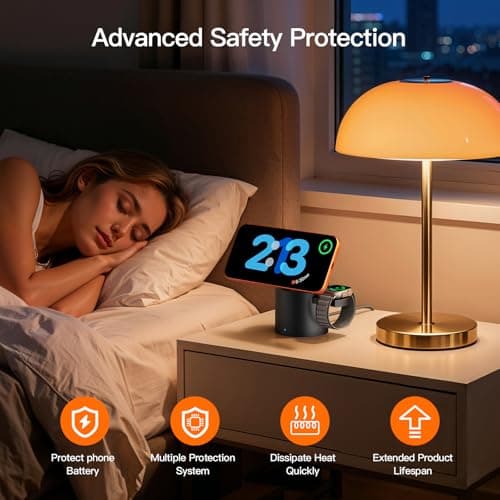 Foldable 3in1 Magnetic Wireless Charger,15W • Silent • Travel Ready, for iPhone17-12, Fast Charging Station for Apple Watch AirPods, Portable MagSafe Charger with Stand Mode for Travel & Desk — view 3