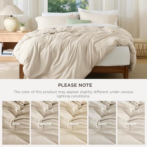 Bedsure Duvet Cover Queen Size, Double Brushed Bedding Set, Light Beige — view 4