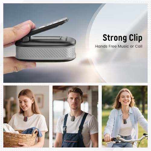 yoygerty 2026 Upgrade Wearable Bluetooth 5.4 Speaker, IPX7 Waterproof Clip-on Wireless Mini Portable Speakers, Built-in Mic, Hands-Free Music/Calls for Work/Cycling/Home/Party/Outdoor(Black) — view 4
