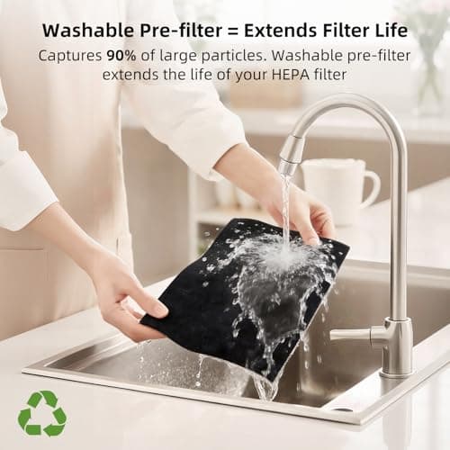 uahpet Pet Air Purifier for Home, Reduce Pet Hair, Dander, Odors, Dust, Smoke for Large Rooms up to 2100 Ft², Air Cleaner with H13 HEPA, Washable Pre-Filter & Air Quality Monitor, White+Gray — view 4