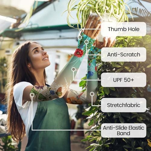 YPHCDO Gardening Sleeves for Women Farm Sun Protection Thorn Proof Cooling Arm Sleeves to Cover Arms for Garden Sports — view 2