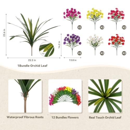 INXUGAO Artificial Flowers for Spring Outdoors Fake Plants Outside, 13 Bundles Silk Morning Glory with Eucalyptus UV Resistant Realistic Faux Flowers for Porch Planter Garden Patio Decor (Six Mixed)