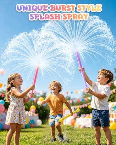 Fireworks Spray Water Blaster Squirter Gun for Kids, 4 Pack Firework Water Shooters Water Toys for Girls Boys, Pink PurpleWater Squirter Gun Bulk for Pool Party Backyard Beach Outdoor Game — view 3