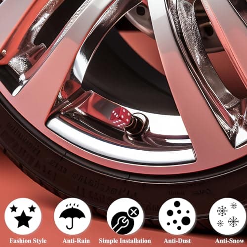 MEAJOO 4PCS Dice Style Tire Valve Stem Caps, with O Rubber Ring, Universal Aluminium Alloy Dustproof Tire Valve Stem Covers for Cars, SUV, Trucks, Bikes, Motorcycles, Bicycles(Red) — view 5