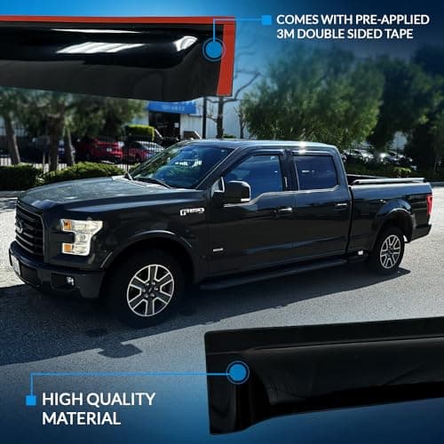 Tuningpros WV-617 Outside Mount Window Visor Deflector Rain Guard Dark Smoke 4-pc Set, Compatible with 2005-2010 Kia Optima — view 4