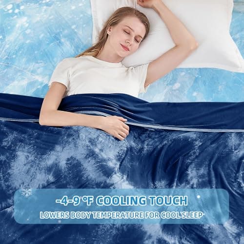 inhand Cooling Blanket King Size (90"x108"), Cooling Blankets for Hot Sleepers, Absorbs Heat to Keep Adults Cool for Summer Nights Sweats, Thin Cold Lightweight Blanket for Couch Bed, Navy