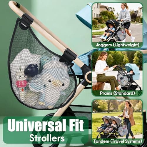 Guiseapue Side Sling Stroller Cargo Net: Universal Travel Stroller Organizer Attachment, Stroller Caddy Anti-Tipping Design, Mesh Storage for Baby Essentials, Fits Uppababy, Nuna, Butterfly, Graco — view 4