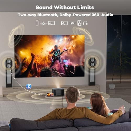 Outdoor-Projector-4K with WiFi and Bluetooth:[3500 Bright/60W Dolby Audio/Official Licensed Apps],Smart-Projector with AI Auto Focus,ONOAYO ONO5Pro 2.0 Movie Projector for Indoor/Outdoor 2026New — view 3