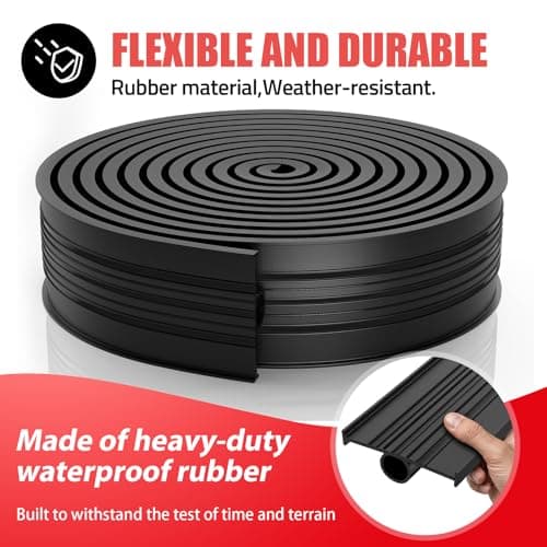 Jin&Bao Garage Door Seal Bottom Rubber Weather Stripping with 2 End Plugs, Weatherproof Seal Replacement Strip Dust & Pest Proof Threshold Buffering Garage Door Sweep,5/16" T-End (10FT, Black)
