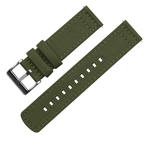 22mm Army Green - BARTON Canvas Quick Release Watch Band Straps - Choose Color & Width - 18mm, 19mm, 20mm, 21mm, 22mm, 23mm, or 24mm