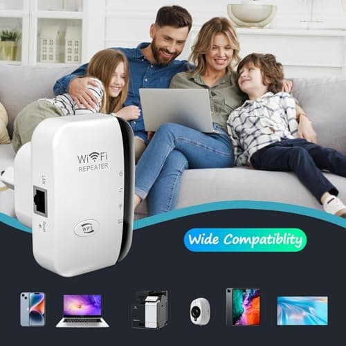 WiFi Extender, WiFi Signal Booster Up to 5000sq.ft and 50+ Devices, Internet Extender, Wireless Internet Repeater, Long Range Amplifier with Ethernet Port,1-Key Setup, Access Point, Alexa Compatible — view 3